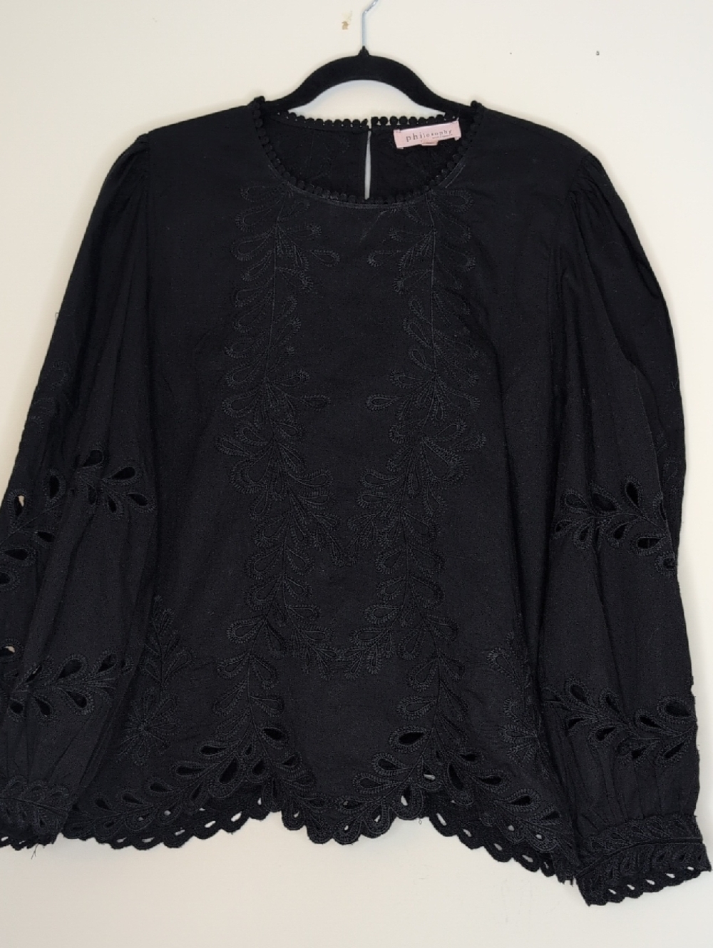 Philosophy Black Eyelet Embroidered Blouse - Picture 2 of 10